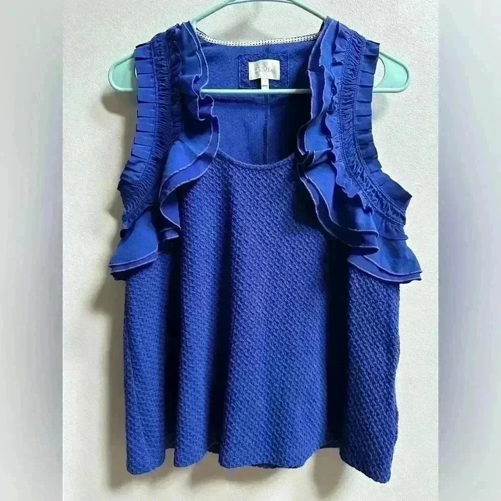 SOLD | Anthropologie Deletta Clemente Sleeveless Blouse | Size S | Royal Blue - Picture 1 of 11